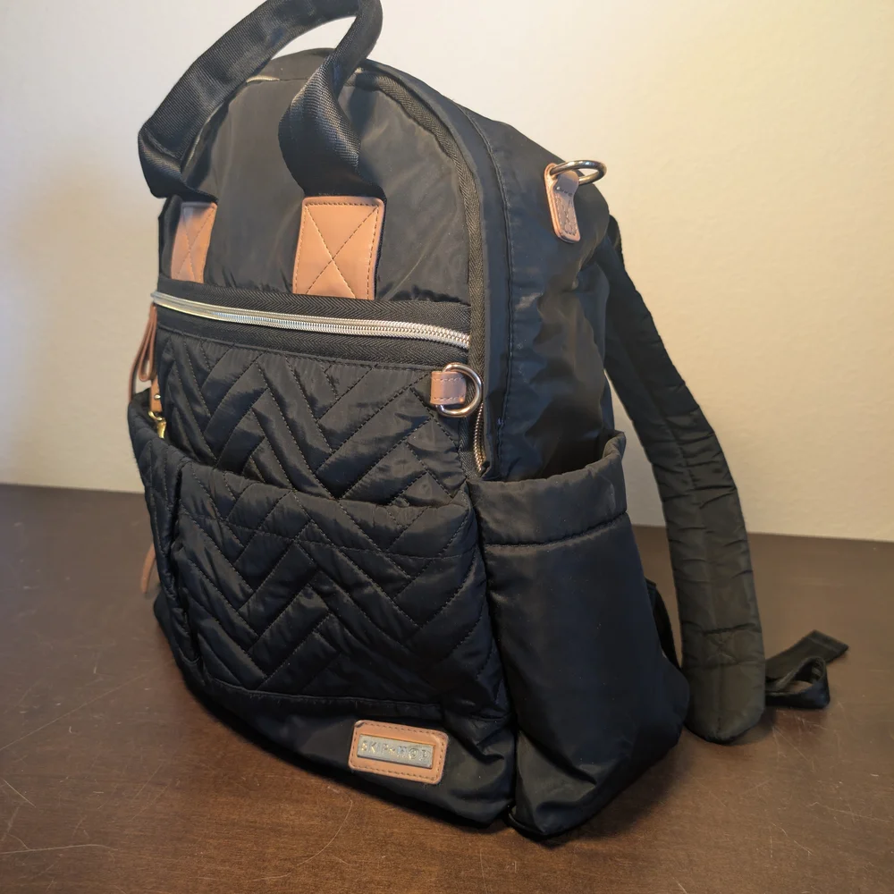 Skip Hop Suite Backpack - Luxe Black & Gold Quilted - Commuter & Multi-Use Bag